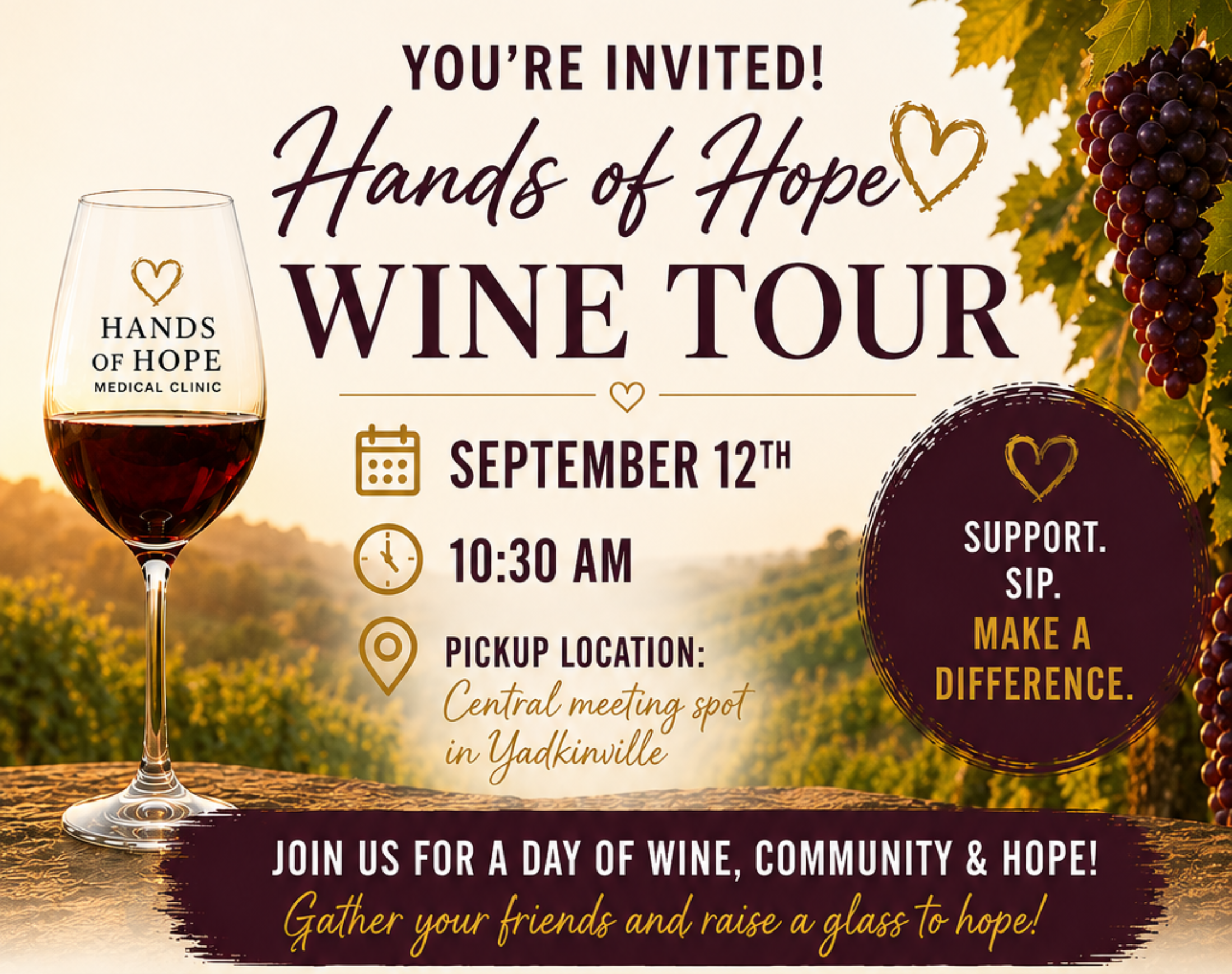 Hands of Hope wine tour flyer